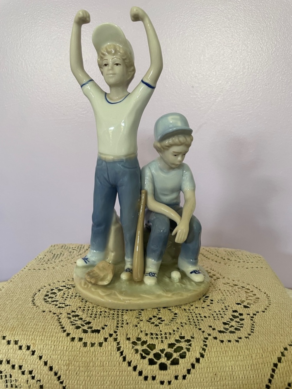 Porcelain Baseball Boys Figurine vintage 1989